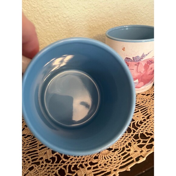 Set of 4 Vintage Pink Pig Out Coffee Mugs - Picture 4 of 9